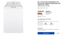 W1002 GE - 4.5 cu ft Top Load Washer