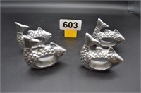 Set of 4 pewter fish napkin rings