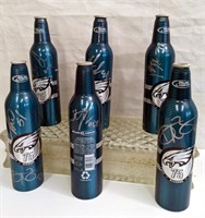 (6) Signed Eagles Bud Light Aluminum Bottles