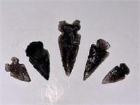 SET (5) NATIVE AMERICAN INDIAN ARROWHEADS