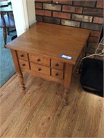 Maple 2 drawer end table 23 in x 23 in x 22 in