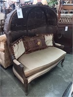 OUTSTANDING COUNTRY FRENCH WICKER BENCH