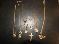 Gold tone jewelry no markings, 3 necklaces,