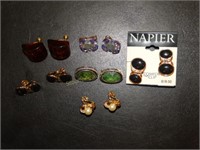 6 pr Napier clip earrings, 1 pr new