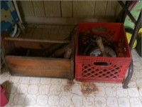 Old Tool Box & Crate of Tools
