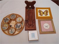 lot butterfly coasters & artwork