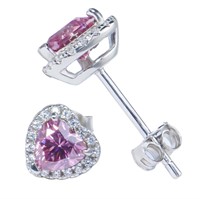 925S 0.5ct Pink Moissanite Diamond Earrings
