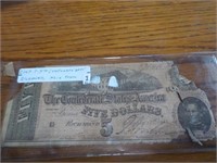 $5.00 Confederat Note Richmond 1864 AS IS