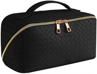 PU Leather Make Up Bag for Women, Black