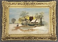 Antique oil painting on canvas signed E.EA.R.