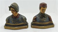 Pair of Armor Bronze dutch boy & girl bookends