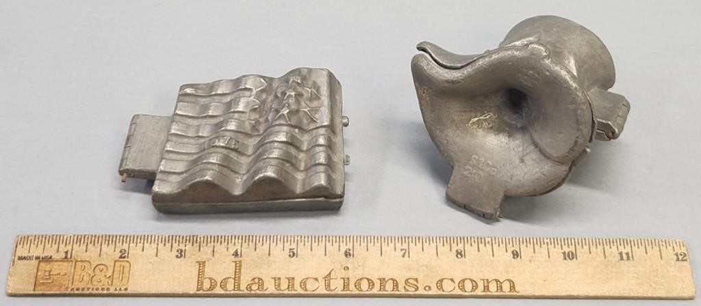 2 Ice Cream Chocolate Pewter Molds incl US Flag