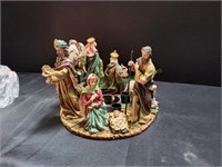 Nativity Scene Resin Set w/ Candle Holders, 4pc