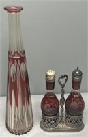 Ruby Etched Glass Lot