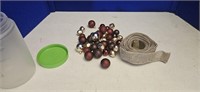 Christmas tree bulbs in container