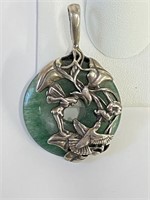 .925 Silver and Jade Pendant - Hummingbird