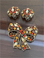 Vintage Weiss Bow Brooch & earrings