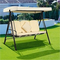 Patio Swing, 3-Seat Outdoor Swing Chair,