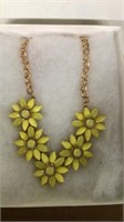 Yellow Flowers costume necklace in box