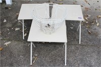 3 Metal Tables and 2 Wire Baskets