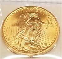 1908 $20 Gold Piece Unc.