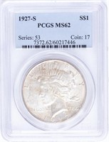 Coin 1927-S Peace Silver Dollar - PCGS MS62