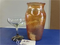 2 pcs w/ amber vase