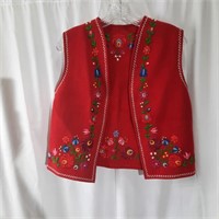 Vintage Red Wool Swiss or Scandinavian Vest