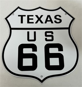ANTIQUE PORCELAIN TEXAS U.S. 66 SIGN