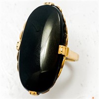 Vintage Onyx & 10k Yellow Gold Cocktail Ring