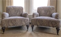 Pair of Contemporary Victorian Style Club Chairs