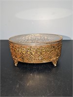 Vintage Oval Ormolu Trinket Box