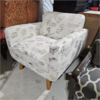 NEW NICE Paris Postage Stamps Motif Accent Chair