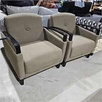 Pair Matching Main Street Upholstered Arm Chairs