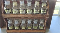 Wood Spice Rack and 12 Glass Spice Bottles Made