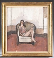 Noel Singer, Girl on Chair, 20th c, O/B