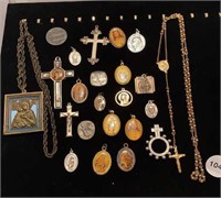 23 pc Religious lot\ - Crosses, Rosery medals