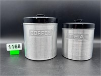 Vintage spun aluminum canisters with lids