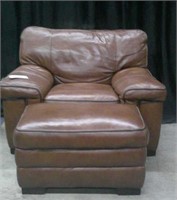 LEATHER CLUB CHAIR WITH OTTOMAN
