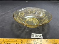 Cabbage Rose Yellow Depression Glass Bowl