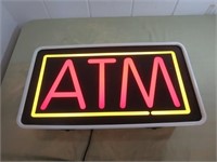 Plastic Lighted ATM Sign, 24" x 14" x 5"