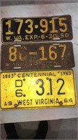 Two 1950 West Virginia license plate and one 1963
