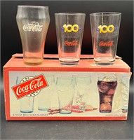 14 VTG COCA COLA GLASSES (8 ARE NEW OLD STOCK)