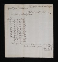 Revolutionary War Invoice Jeremiah Wadsworth