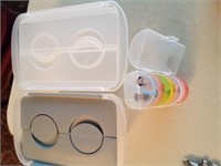 2 Small Plastic Totes & Pill Organizer