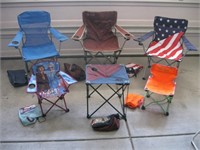 5 Camping Chairs & 1 Table, Folding w/Cases