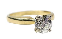 14k Yellow gold diamond solitaire, 90+ points