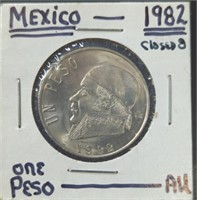 Uncirculated 1982 Mexican coin 1 peso