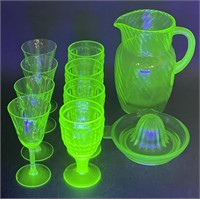 (SM) Green Uranium Depression Glass Including