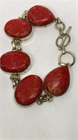 Red stone sterling bracelet marked 925